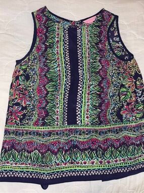 Lilly Pulitzer Navy Multi Floral-Print Sleeveless Tank
